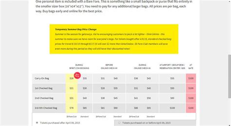 what are spirits baggage fees